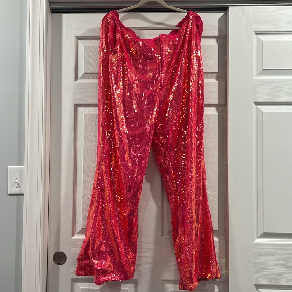 SEQUIN WIDE LEG PANT IN PINK